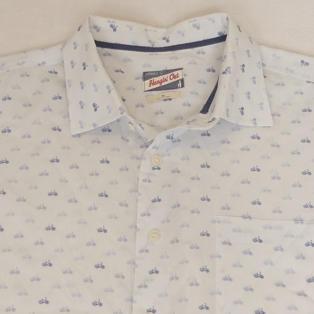 Johnnie O Button‎ Up Short Sleeve Shirt Dayton Bicycle Print AOP Men's XL